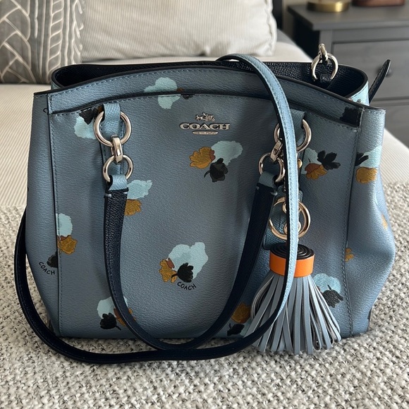 Coach Leather Crossbody Satchel Bag + Keychain - Picture 3 of 8